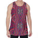 Red Tribal Ethnic Mandala Print Men's Velvet Tank Top