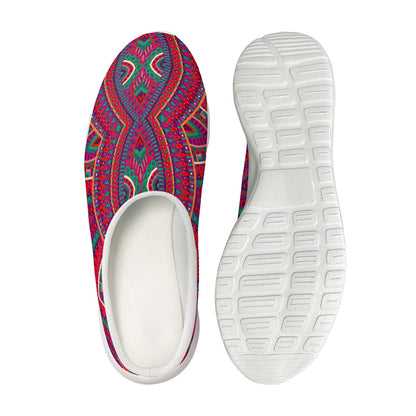 Red Tribal Ethnic Mandala Print Mesh Casual Shoes