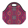 Red Tribal Ethnic Mandala Print Neoprene Lunch Bag