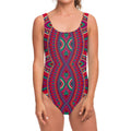 Red Tribal Ethnic Mandala Print One Piece Swimsuit
