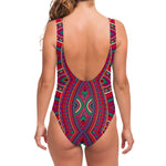 Red Tribal Ethnic Mandala Print One Piece Swimsuit