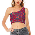 Red Tribal Ethnic Mandala Print One Shoulder Crop Top