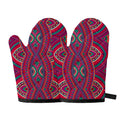 Red Tribal Ethnic Mandala Print Oven Mitts
