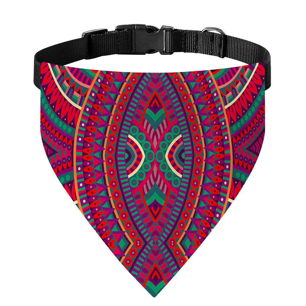 Red Tribal Ethnic Mandala Print Over The Collar Dog Bandana