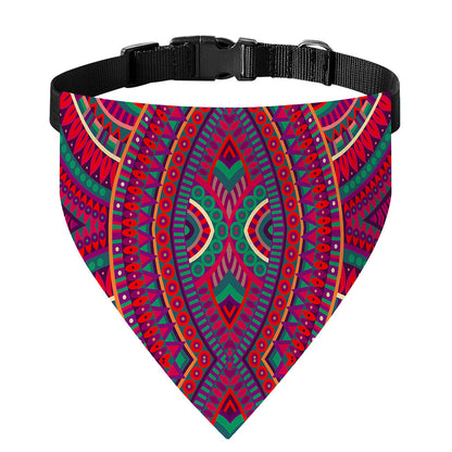 Red Tribal Ethnic Mandala Print Over The Collar Dog Bandana