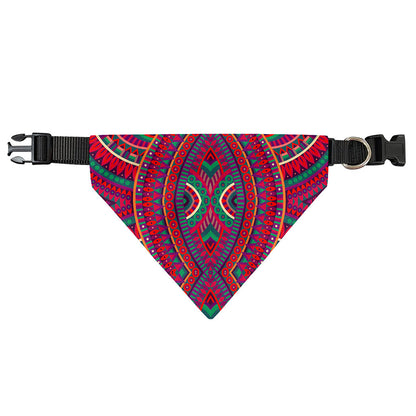Red Tribal Ethnic Mandala Print Over The Collar Dog Bandana