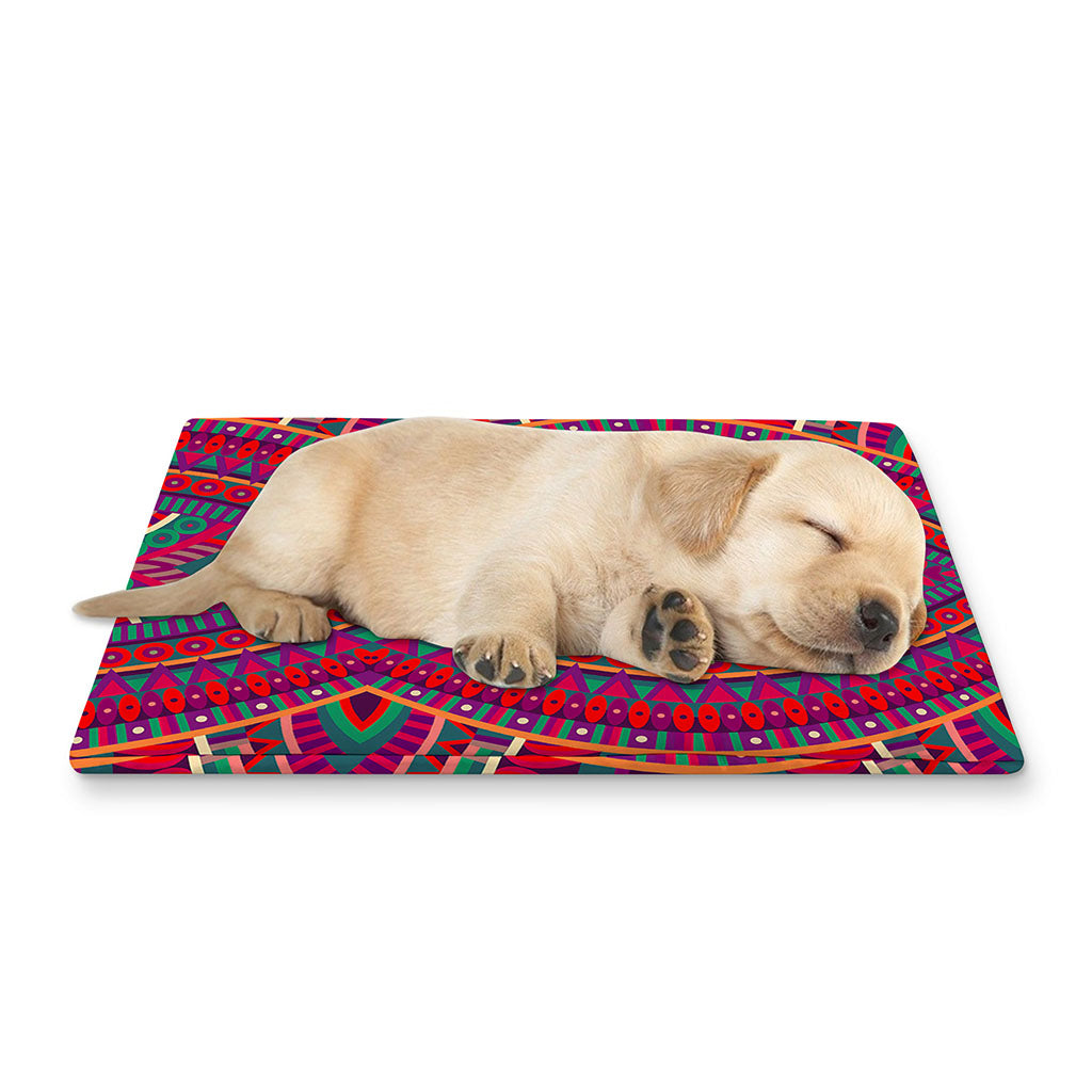 Red Tribal Ethnic Mandala Print Pet Cooling Mat Cover