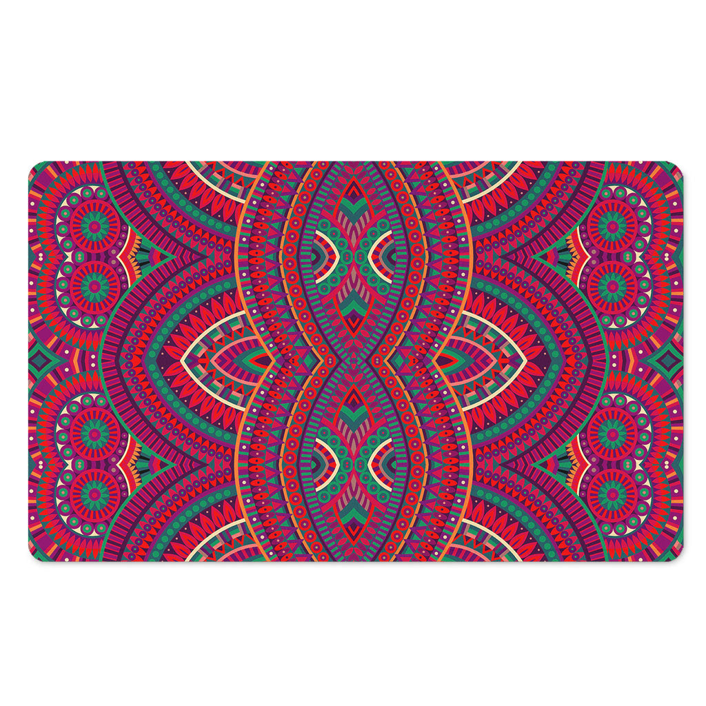 Red Tribal Ethnic Mandala Print Polyester Doormat