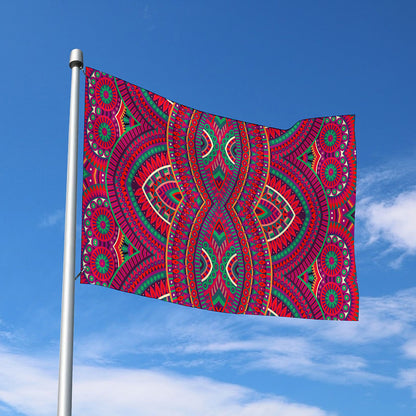 Red Tribal Ethnic Mandala Print Polyester Flag