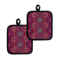 Red Tribal Ethnic Mandala Print Pot Holders