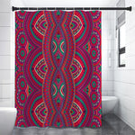 Red Tribal Ethnic Mandala Print Premium Shower Curtain
