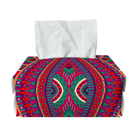 Red Tribal Ethnic Mandala Print Rectangle Tissue Box Cover