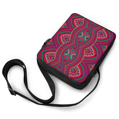 Red Tribal Ethnic Mandala Print Rectangular Crossbody Bag