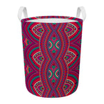 Red Tribal Ethnic Mandala Print Round Laundry Basket