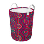 Red Tribal Ethnic Mandala Print Round Laundry Basket
