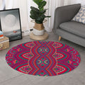 Red Tribal Ethnic Mandala Print Round Rug