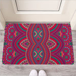 Red Tribal Ethnic Mandala Print Rubber Doormat