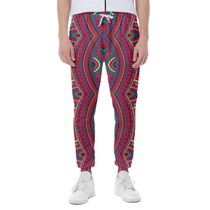 Red Tribal Ethnic Mandala Print Scuba Joggers