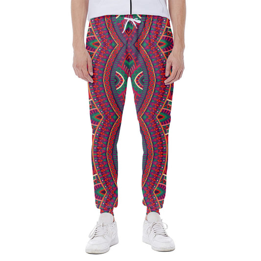 Red Tribal Ethnic Mandala Print Scuba Joggers