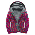 Red Tribal Ethnic Mandala Print Sherpa Lined Zip Up Hoodie