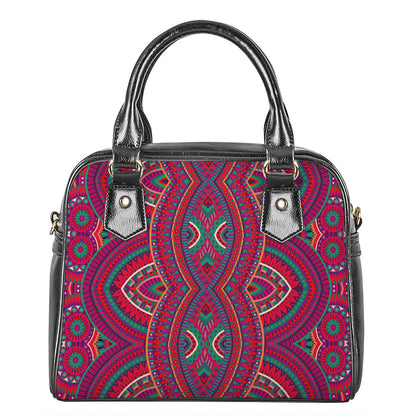 Red Tribal Ethnic Mandala Print Shoulder Handbag