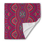 Red Tribal Ethnic Mandala Print Silk Bandana