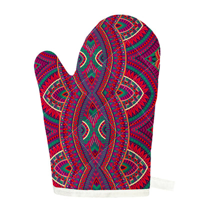 Red Tribal Ethnic Mandala Print Single Oven Mitt
