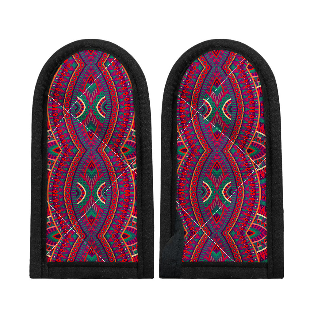 Red Tribal Ethnic Mandala Print Skillet Handle Cover