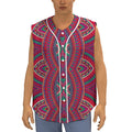 Red Tribal Ethnic Mandala Print Sleeveless Baseball Jersey