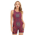 Red Tribal Ethnic Mandala Print Sleeveless One Piece Swimsuit
