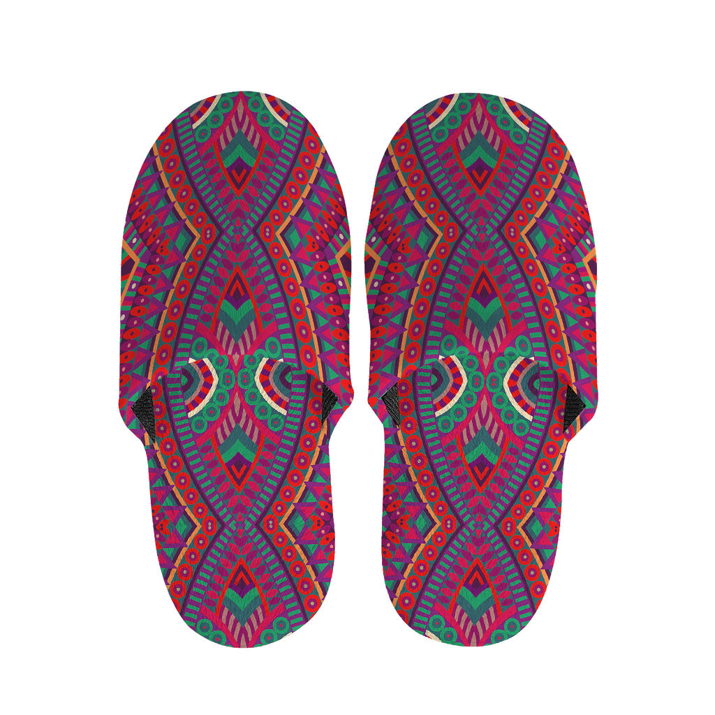 Red Tribal Ethnic Mandala Print Slippers