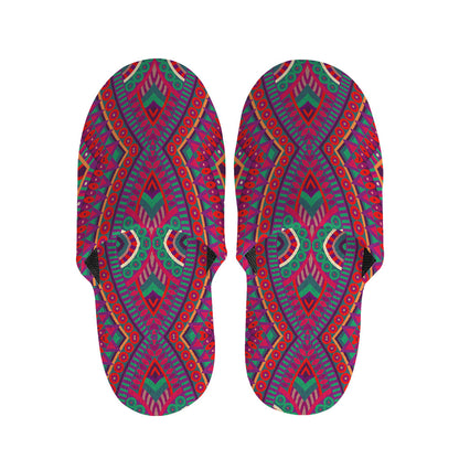Red Tribal Ethnic Mandala Print Slippers