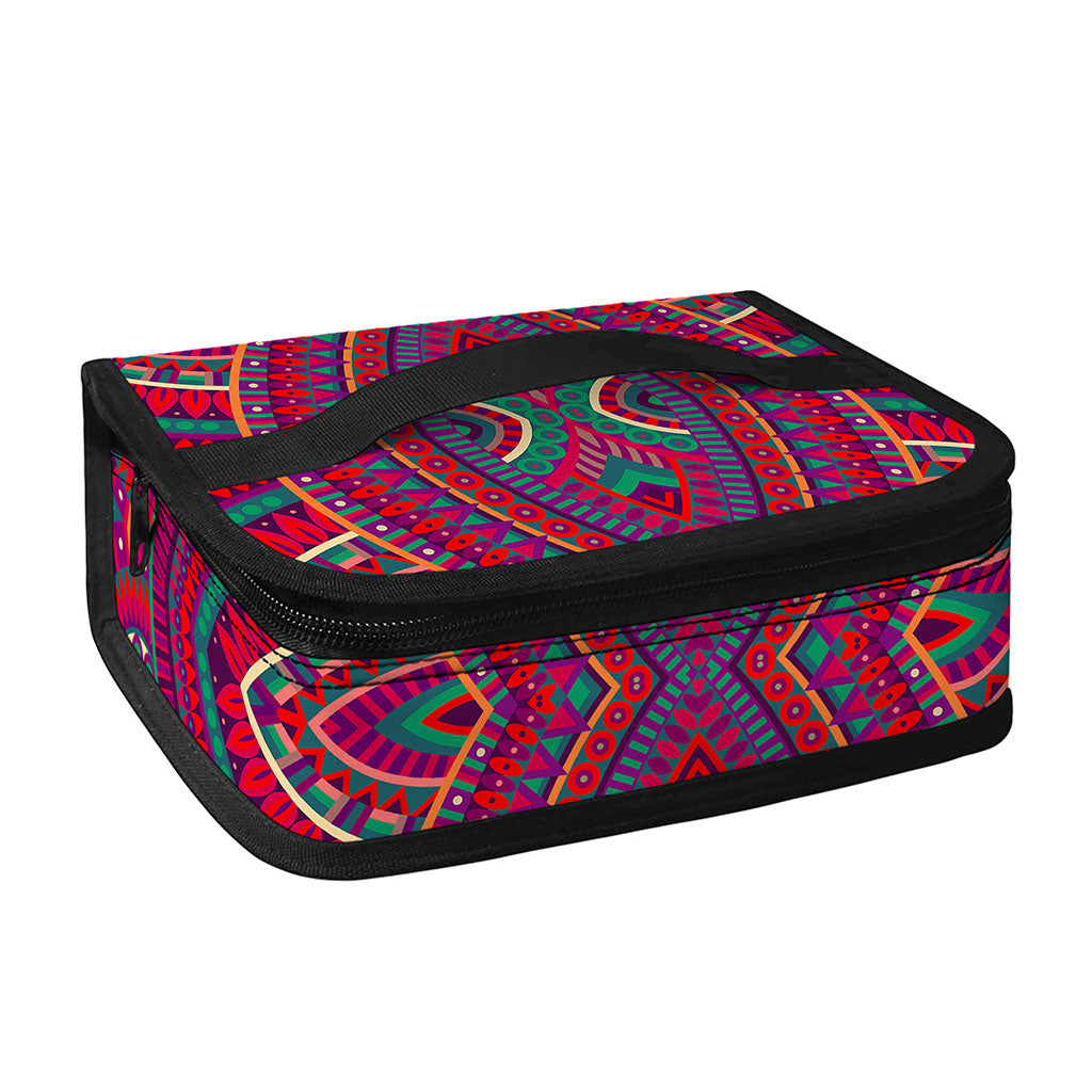 Red Tribal Ethnic Mandala Print Small Lunch Bag