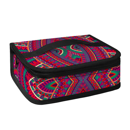 Red Tribal Ethnic Mandala Print Small Lunch Bag