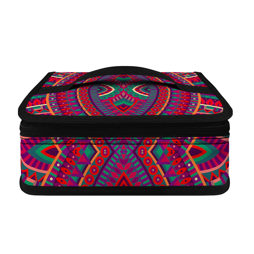 Red Tribal Ethnic Mandala Print Small Lunch Bag