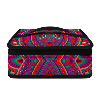 Red Tribal Ethnic Mandala Print Small Lunch Bag