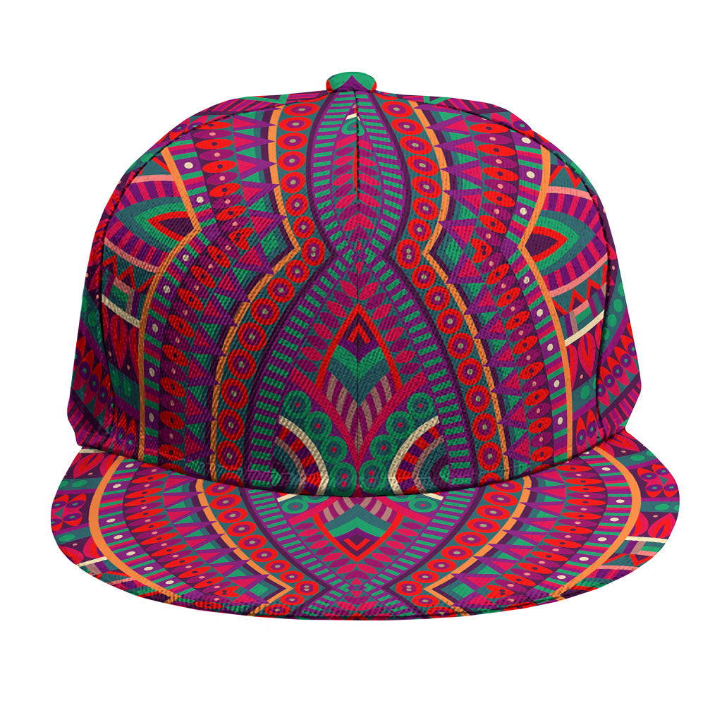 Red Tribal Ethnic Mandala Print Snapback Cap