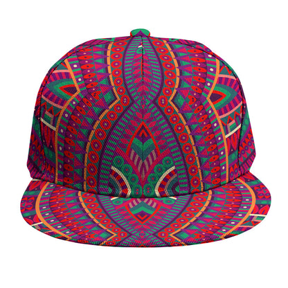 Red Tribal Ethnic Mandala Print Snapback Cap