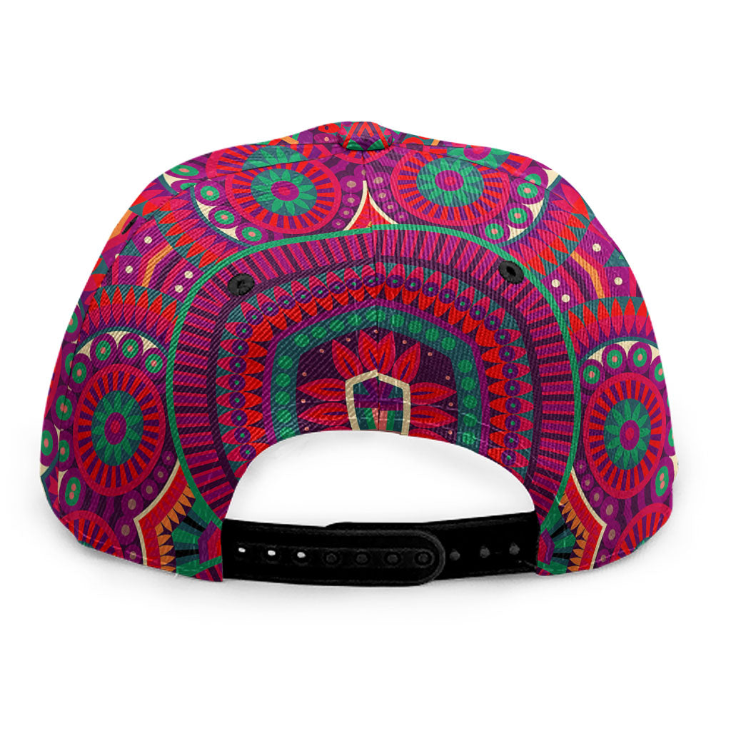 Red Tribal Ethnic Mandala Print Snapback Cap