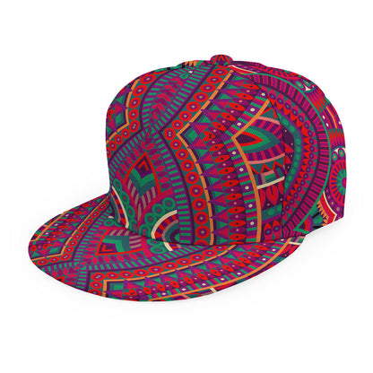 Red Tribal Ethnic Mandala Print Snapback Cap