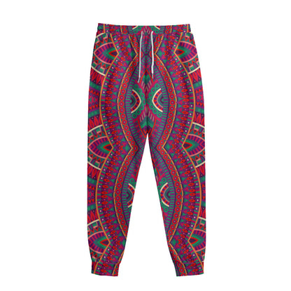 Red Tribal Ethnic Mandala Print Sweatpants