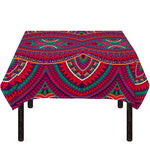 Red Tribal Ethnic Mandala Print Tablecloth
