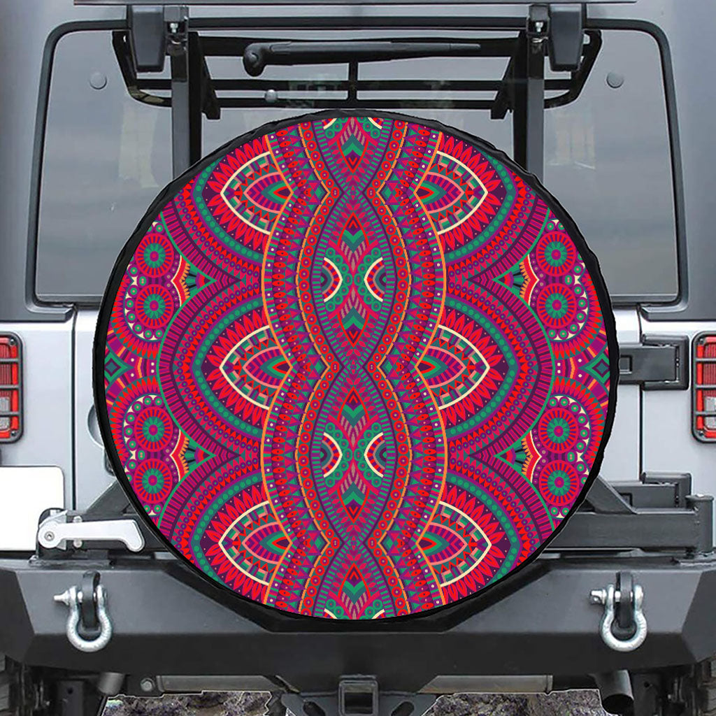 Red Tribal Ethnic Mandala Print Tire Cover