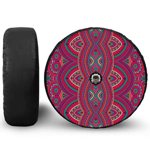 Red Tribal Ethnic Mandala Print Tire Cover With Camera Hole