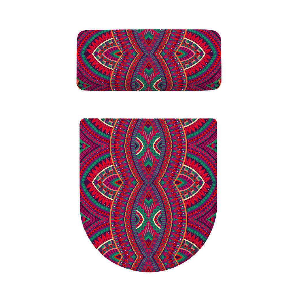 Red Tribal Ethnic Mandala Print Toilet Lid And Tank Cover Set