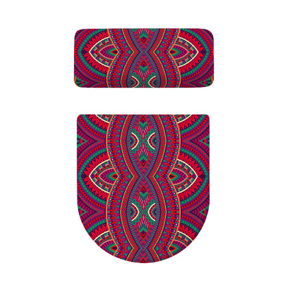 Red Tribal Ethnic Mandala Print Toilet Lid And Tank Cover Set