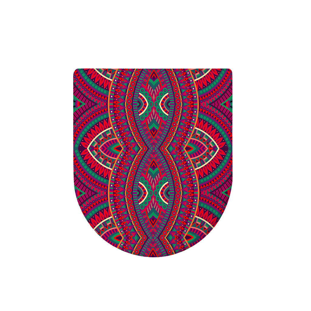 Red Tribal Ethnic Mandala Print Toilet Lid Cover