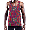 Red Tribal Ethnic Mandala Print Men's Workout Tank Top