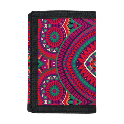 Red Tribal Ethnic Mandala Print Trifold Wallet