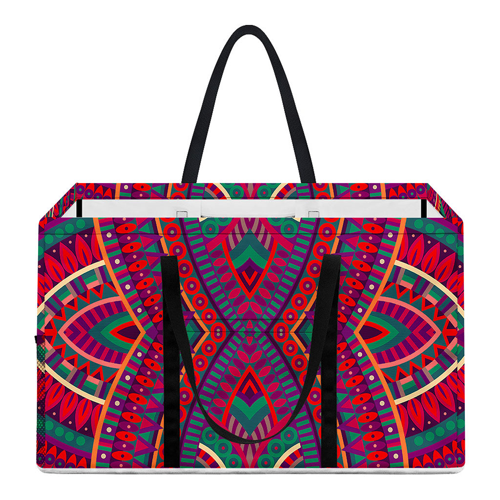 Red Tribal Ethnic Mandala Print Utility Tote Bag